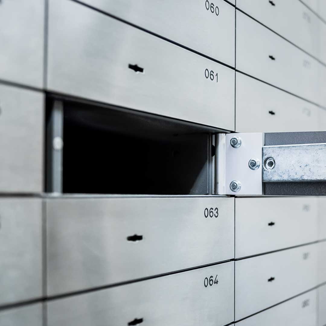 Nahaufnahme eines Bankschliessfachs