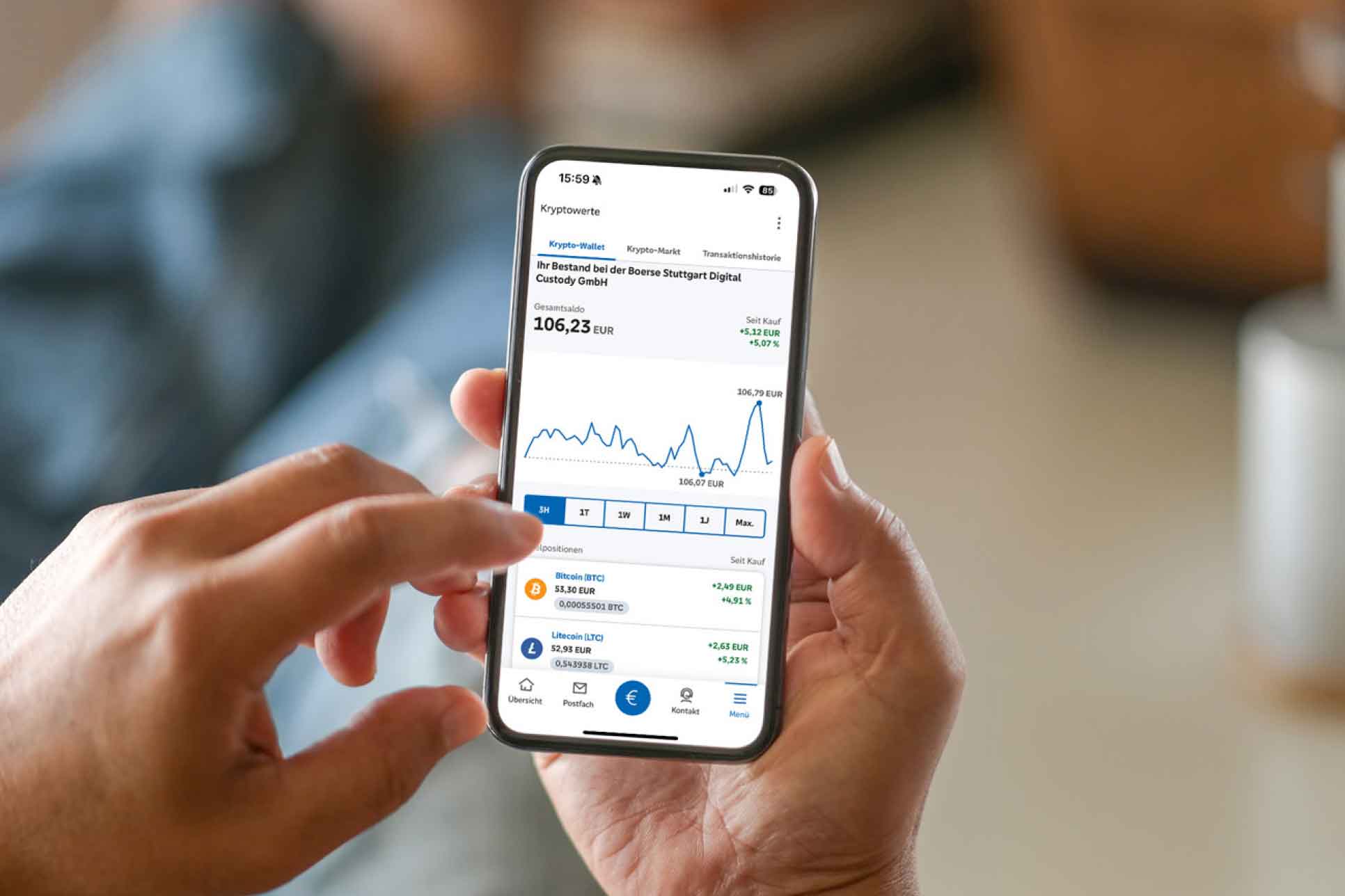 Smartphone mit Krypto Wallet